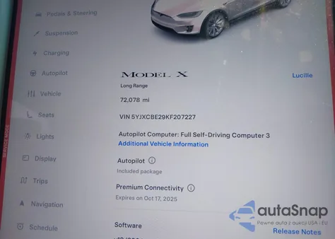 2019 Tesla Model X from USA, damaged, VIN 5YJXCBE29KF207227